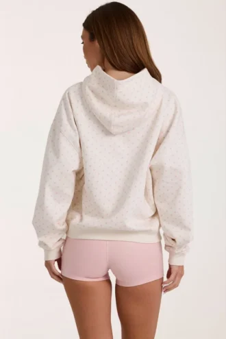 Sudadera con capucha oversize y apliques en color marfil con lunares
