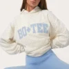 Sudadera con capucha oversize y apliques en color Milk con lunares