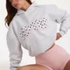 Sudadera con capucha oversize y apliques en gris jaspeado