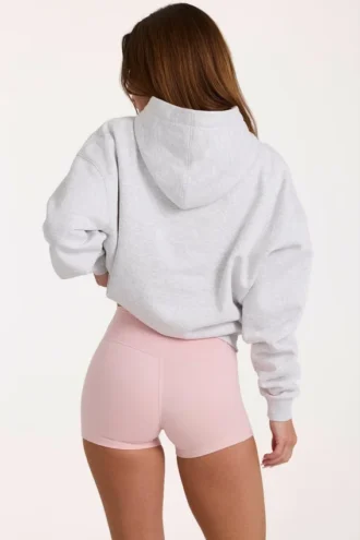Sudadera con capucha oversize y apliques en gris jaspeado