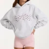 Sudadera con capucha oversize y apliques en gris jaspeado
