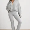 Sudadera con capucha y cremallera TRUE de punto grueso en gris jaspeado