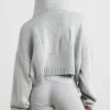 Sudadera con capucha y cremallera TRUE de punto grueso en gris jaspeado