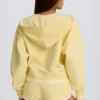 Sudadera con capucha y cuello en V de jersey de algodón en color limón