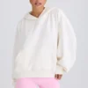 Sudadera con capucha y estampado gráfico de jersey de algodón texturizado en blanco