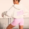 Sudadera con capucha y estampado gráfico de jersey de algodón texturizado en blanco