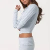 Pantalones Cortos de jersey acanalado con rayas azules