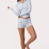Pantalones Cortos de jersey acanalado con rayas azules