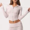Pantalones Cortos de Jersey Acanalado con Rayas Rosas