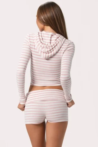 Pantalones Cortos de Jersey Acanalado con Rayas Rosas