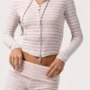 Pantalones Cortos de Jersey Acanalado con Rayas Rosas