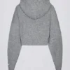 Sudadera corta con capucha y cremallera de punto suave en gris