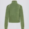 Sudadera corta con cremallera de rizo en verde