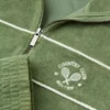 Sudadera corta con cremallera de rizo en verde