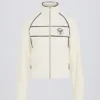 Sudadera corta de rizo con cremallera en color marfil