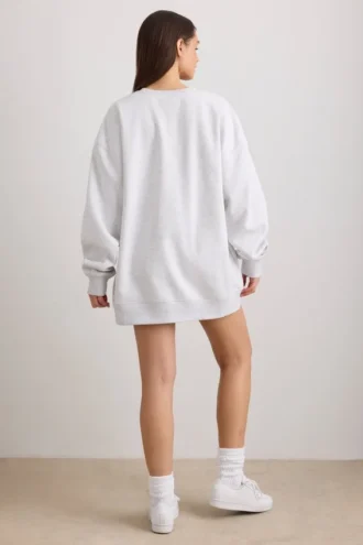 Sudadera de cuello redondo oversize en gris jaspeado