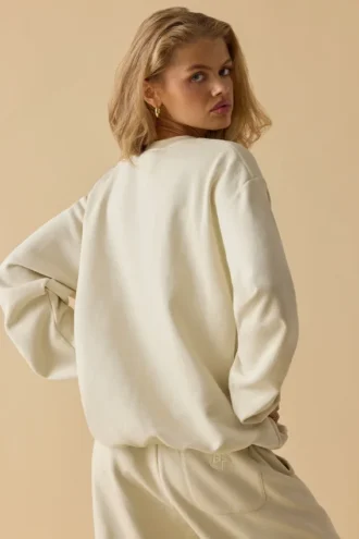 Sudadera oversize de cuello redondo en color hueso