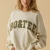 Sudadera oversize de cuello redondo en color hueso
