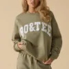 Sudadera oversize de cuello redondo en verde oliva suave