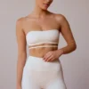 Sujetador bandeau con espalda cruzada en blanco suave