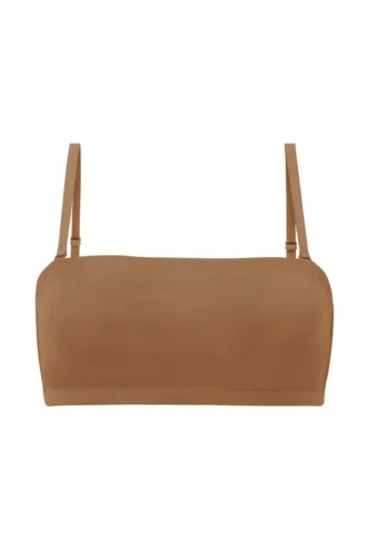 Sujetador bandeau de malla suave Intimates en color almendra