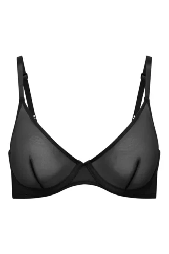 Sujetador con aros de una sola capa de malla suave Intimates en negro