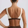 Sujetador deportivo con contraste en jaspe pecan
