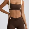 Sujetador deportivo con contraste en jaspe pecan