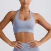 Sujetador deportivo con cuello halter Define Luxe en azul grisáceo