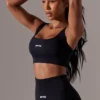 Sujetador deportivo con espalda abierta y cuello cuadrado en negro
