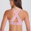 Sujetador deportivo con espalda cruzada y cuello en V en malva