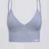 Sujetador deportivo Define Luxe con cuello en V en azul grisáceo