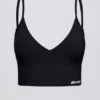 Sujetador deportivo Define Luxe con cuello en V en negro