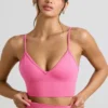 Sujetador deportivo Define Luxe con cuello en V en rosa intenso