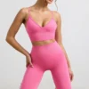 Sujetador deportivo Define Luxe con cuello en V en rosa intenso