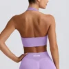 Sujetador deportivo Define Luxe con cuello halter en lila