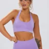 Sujetador deportivo Define Luxe con cuello halter en lila