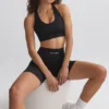 Sujetador deportivo FlexiRib con espalda nadadora en negro