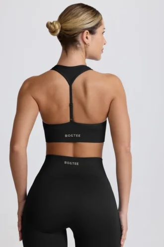 Sujetador deportivo sin costuras con espalda en T Super Sculpt en negro