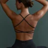Sujetador deportivo sin costuras con tirantes en negro
