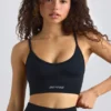 Sujetador deportivo sin costuras Super Sculpt con cuello redondo en negro