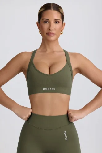 Sujetador deportivo sin costuras Super Sculpt con espalda cruzada en verde claro
