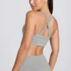 Sujetador deportivo sin costuras Super Sculpt con tirantes cruzados en gris jaspeado