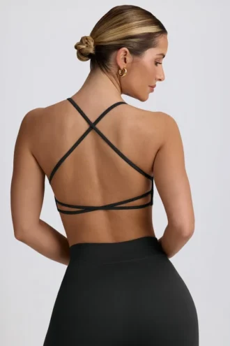 Sujetador deportivo sin costuras y sin espalda Super Sculpt en color ceniza