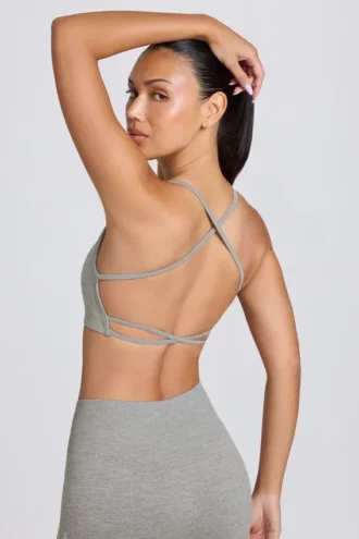 Sujetador deportivo sin costuras y sin espalda Super Sculpt en gris jaspeado