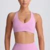 Sujetador deportivo Soft Active con cuello en V en rosa empolvado