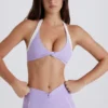 Sujetador deportivo Soft Active con cuello halter y detalle retorcido en la parte delantera en color lila
