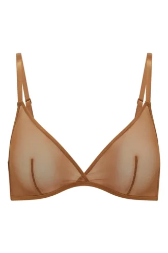 Sujetador triangular de malla suave de una sola capa de Intimates en color almendra