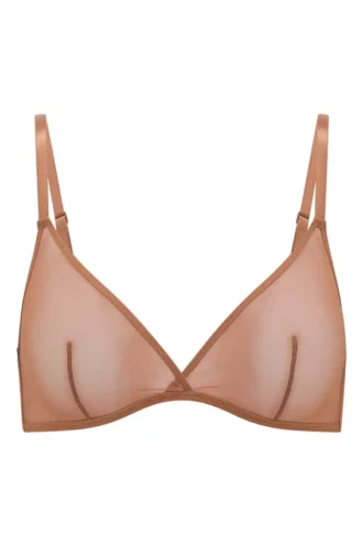Sujetador triangular de malla suave de una sola capa de Intimates en color miel