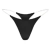 Tanga de punto sin costuras con tirantes transparentes en negro